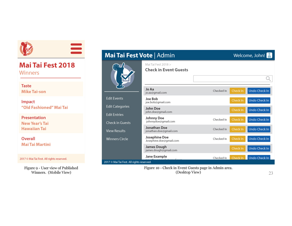 User Interface Mockups for Mai Tai Fest Voting System